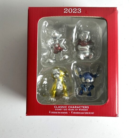 Hallmark Disney Ornaments 100 Years of Wonder Set 4 Classic Characters 2023 NEW - Picture 1 of 10